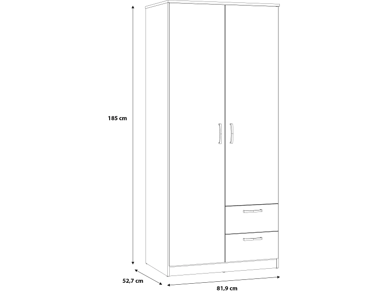 Armoire portes battantes LUBECK chêne artisan