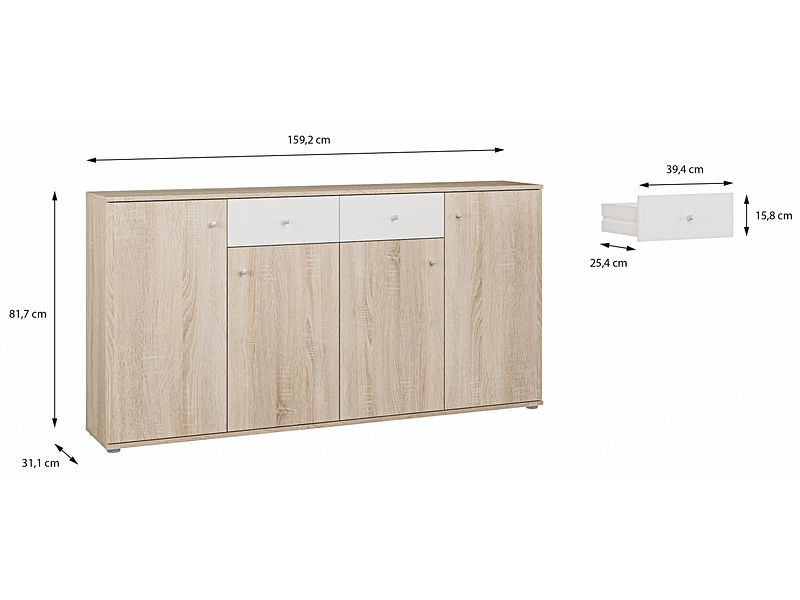 Sideboard AXIS 4 portes 2 tiroirs