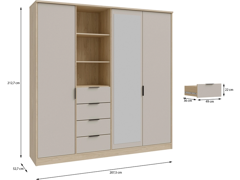 Armoire portes battantes AURORA sable