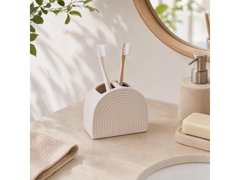 Badezimmerbecher LÉONINE beige