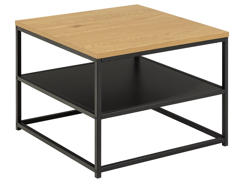 Gila Square Coffee Table with Open Shelf in Oak & Black, none