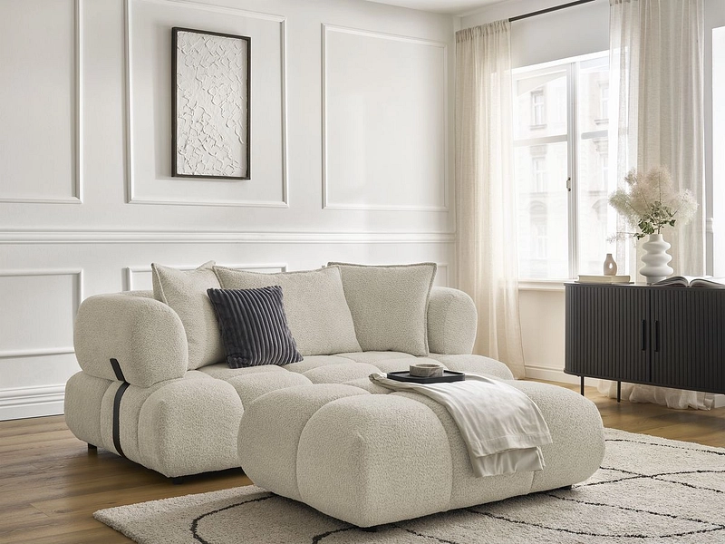 Canapé 2 places avec pouf BOBOCHIC ALYA