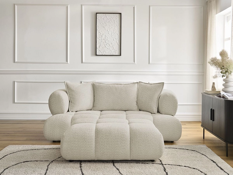 Canapé 2 places avec pouf BOBOCHIC ALYA