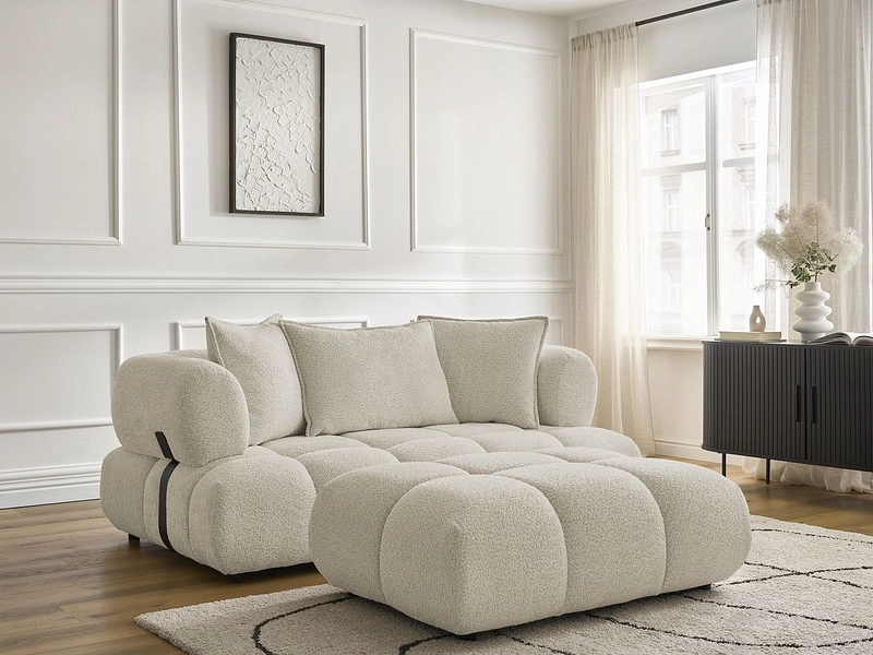 Canapé 2 places avec pouf BOBOCHIC ALYA