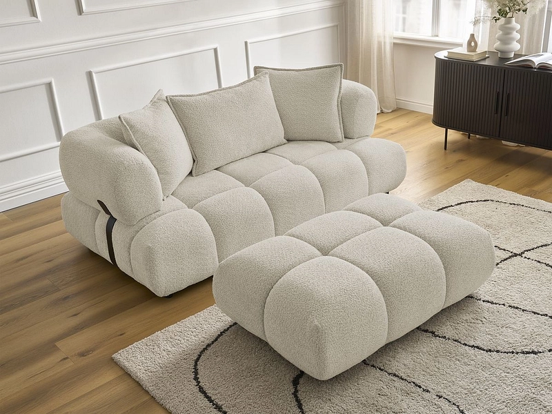 Canapé 2 places avec pouf BOBOCHIC ALYA