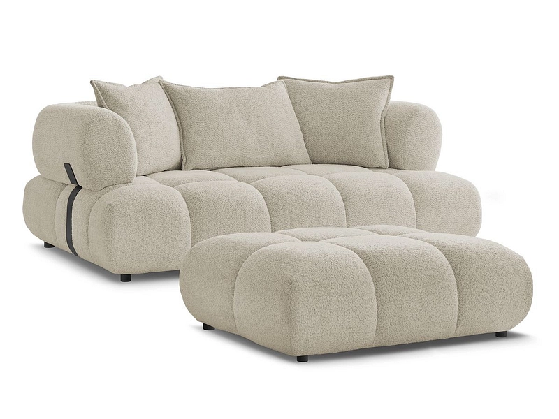 Canapé 2 places avec pouf BOBOCHIC ALYA