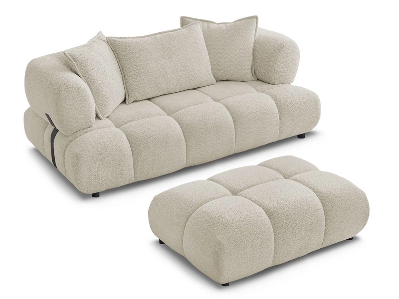 Canapé 2 places avec pouf BOBOCHIC ALYA