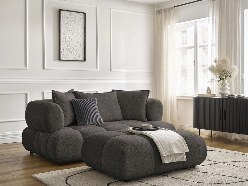 Canapé 2 places avec pouf BOBOCHIC ALYA