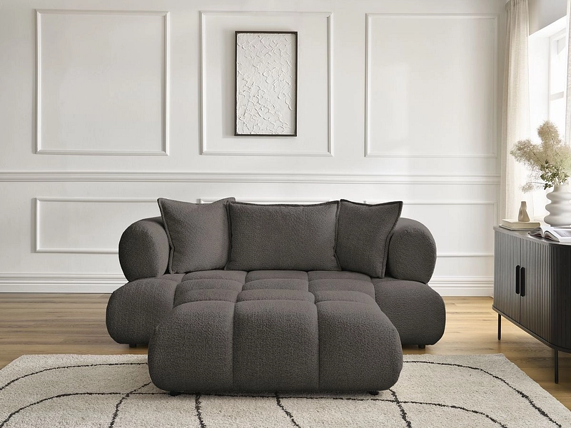 Canapé 2 places avec pouf BOBOCHIC ALYA