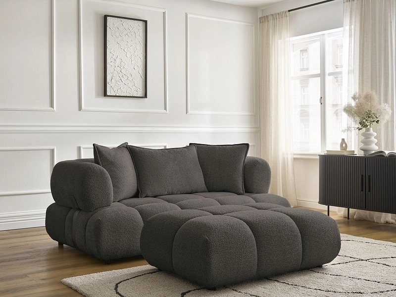 Canapé 2 places avec pouf BOBOCHIC ALYA