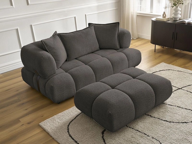 Canapé 2 places avec pouf BOBOCHIC ALYA