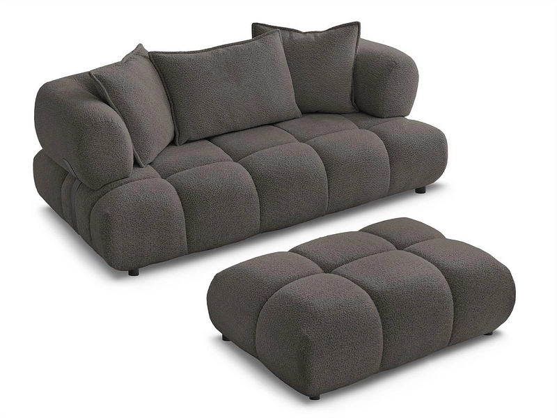 Canapé 2 places avec pouf BOBOCHIC ALYA