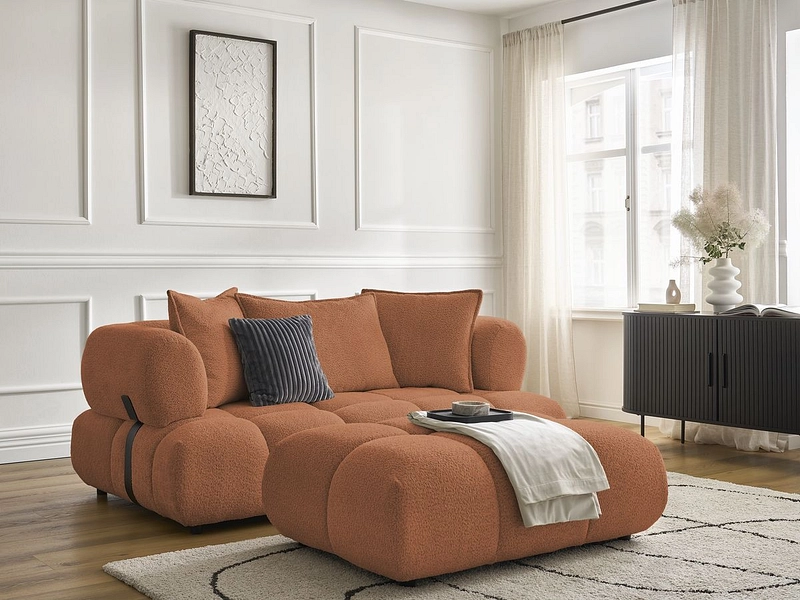 Canapé 2 places avec pouf BOBOCHIC ALYA