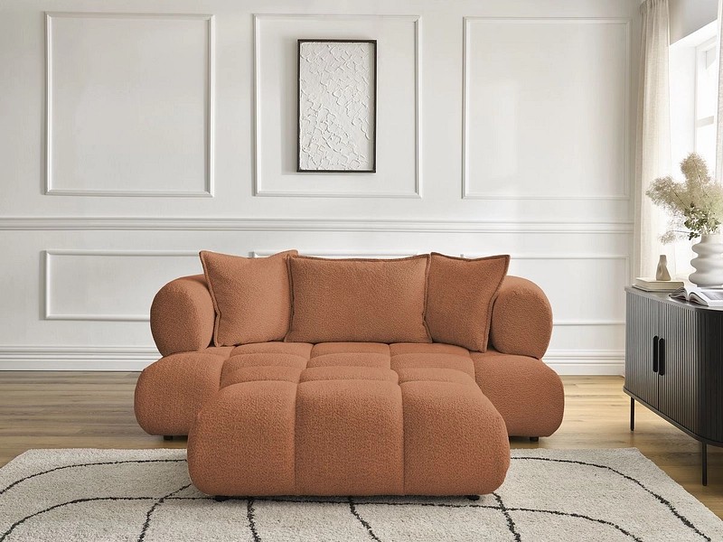 Canapé 2 places avec pouf BOBOCHIC ALYA