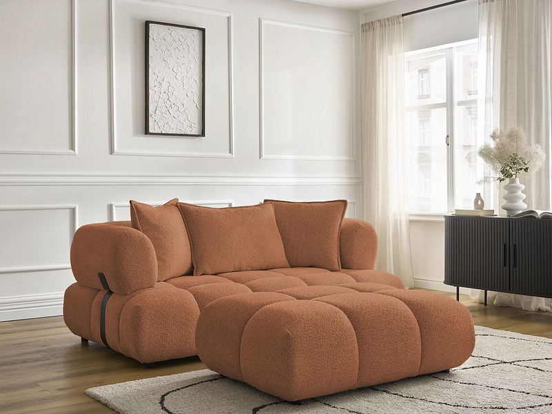 Canapé 2 places avec pouf BOBOCHIC ALYA