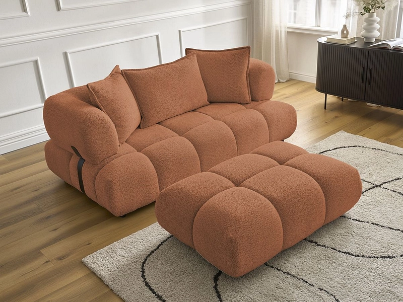 Canapé 2 places avec pouf BOBOCHIC ALYA