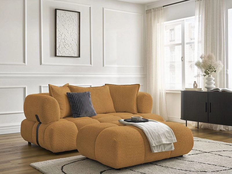 Canapé 2 places avec pouf BOBOCHIC ALYA