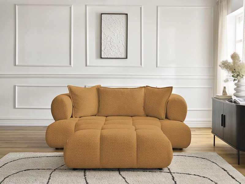 Canapé 2 places avec pouf BOBOCHIC ALYA