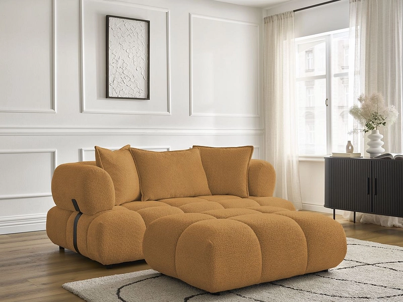 Canapé 2 places avec pouf BOBOCHIC ALYA