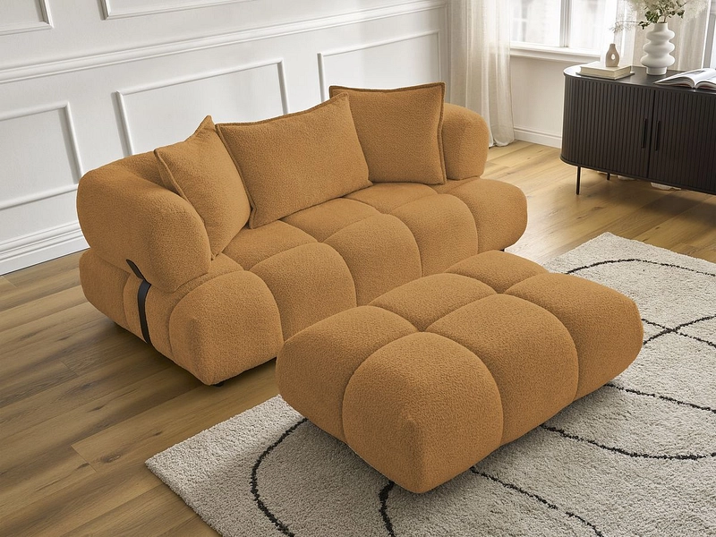 Canapé 2 places avec pouf BOBOCHIC ALYA