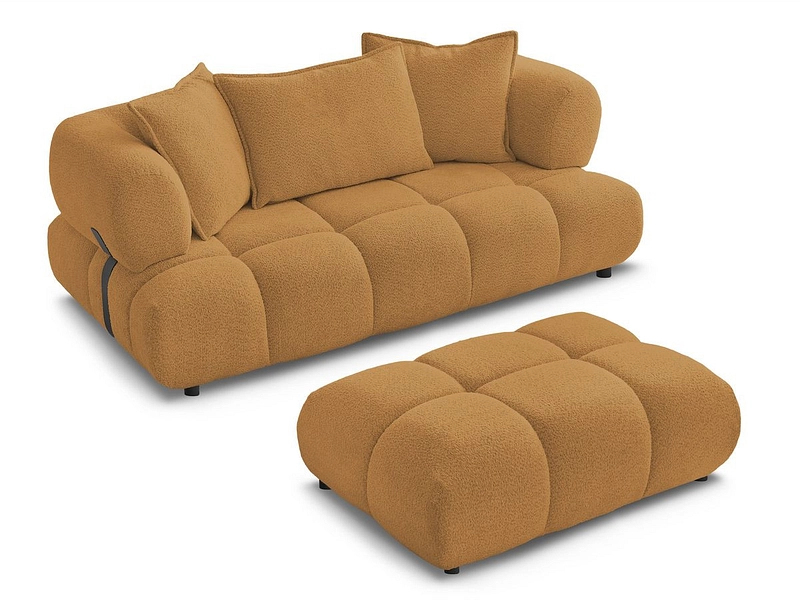 Canapé 2 places avec pouf BOBOCHIC ALYA