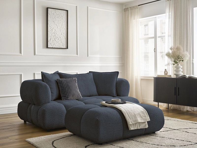 Canapé 2 places avec pouf BOBOCHIC ALYA