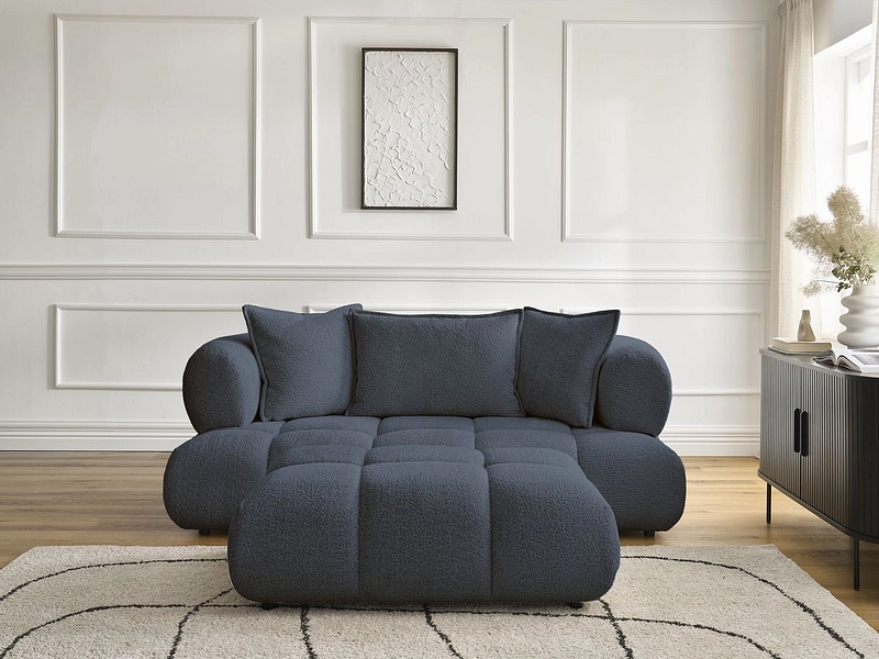 Canapé 2 places avec pouf BOBOCHIC ALYA