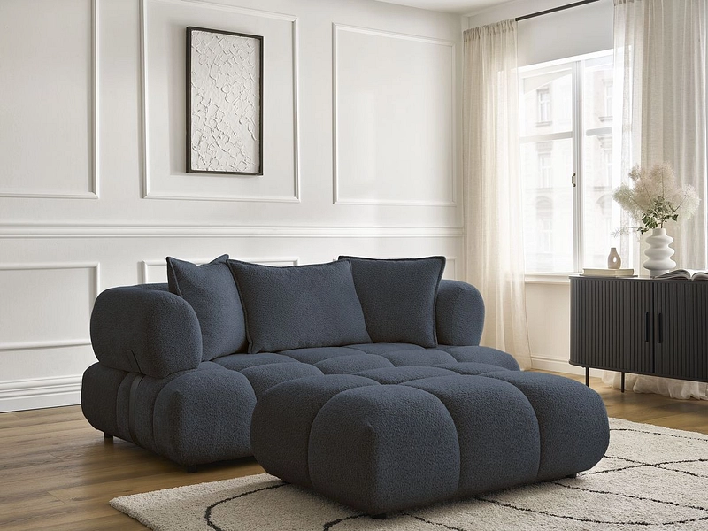 Canapé 2 places avec pouf BOBOCHIC ALYA