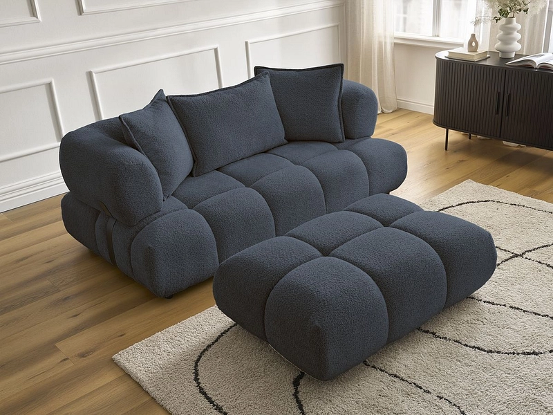 Canapé 2 places avec pouf BOBOCHIC ALYA