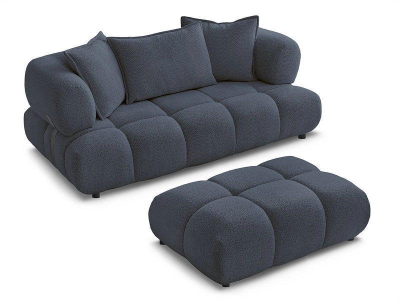 Canapé 2 places avec pouf BOBOCHIC ALYA