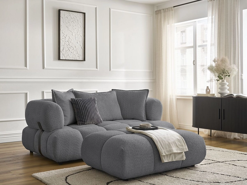 Canapé 2 places avec pouf BOBOCHIC ALYA