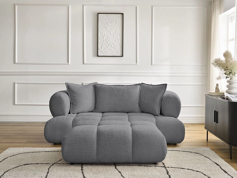 Canapé 2 places avec pouf BOBOCHIC ALYA