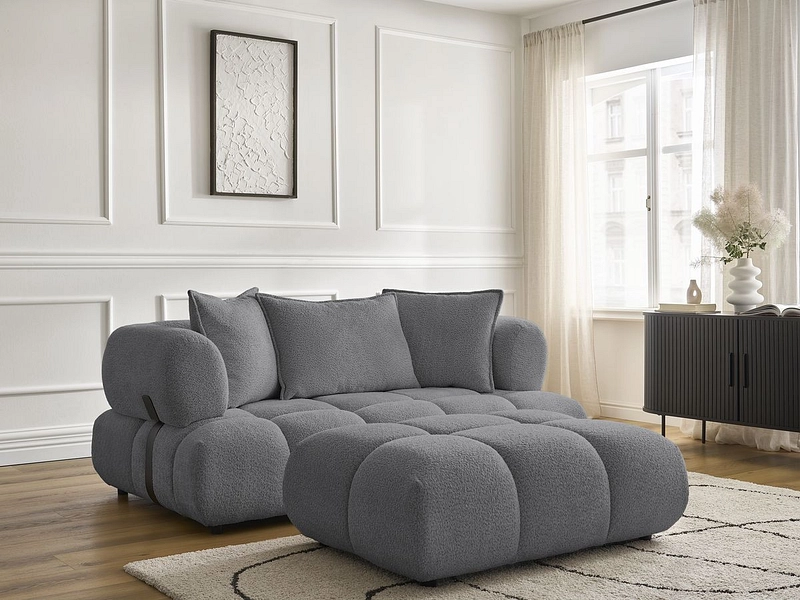 Canapé 2 places avec pouf BOBOCHIC ALYA