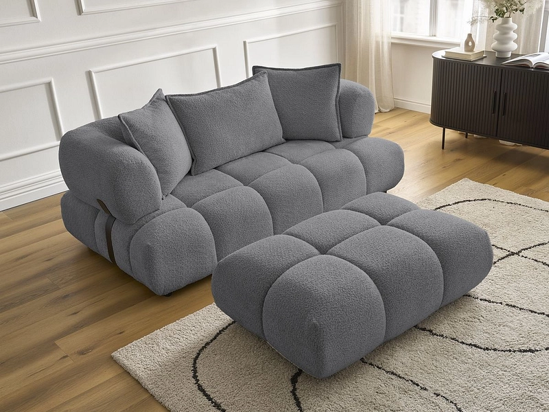 Canapé 2 places avec pouf BOBOCHIC ALYA