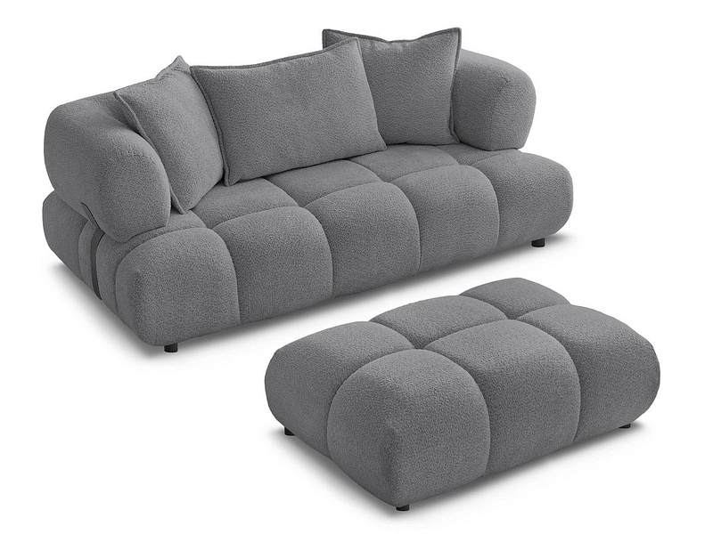 Canapé 2 places avec pouf BOBOCHIC ALYA