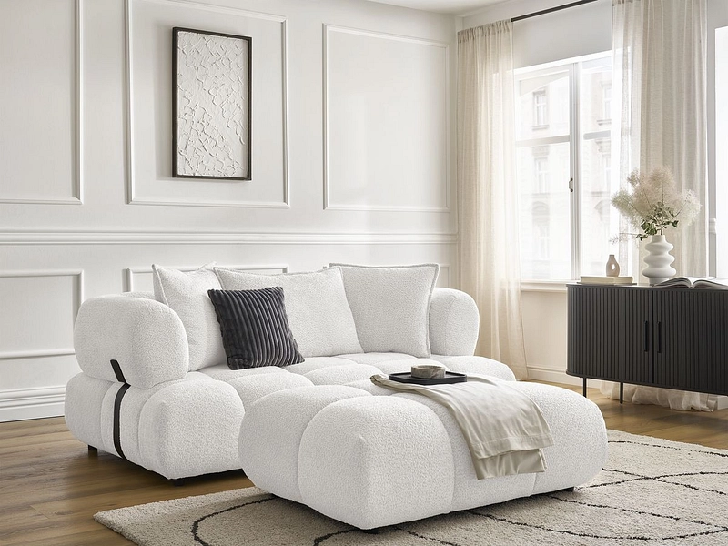 Canapé 2 places avec pouf BOBOCHIC ALYA