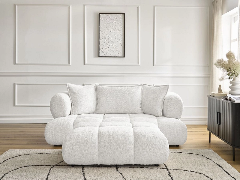 Canapé 2 places avec pouf BOBOCHIC ALYA