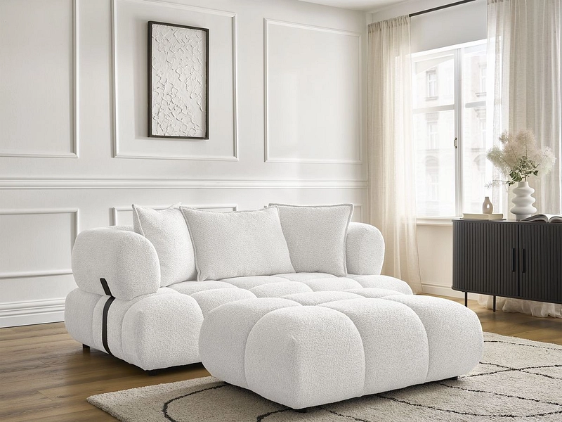 Canapé 2 places avec pouf BOBOCHIC ALYA