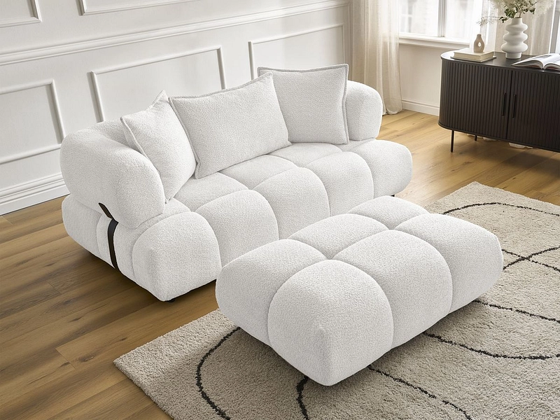 Canapé 2 places avec pouf BOBOCHIC ALYA