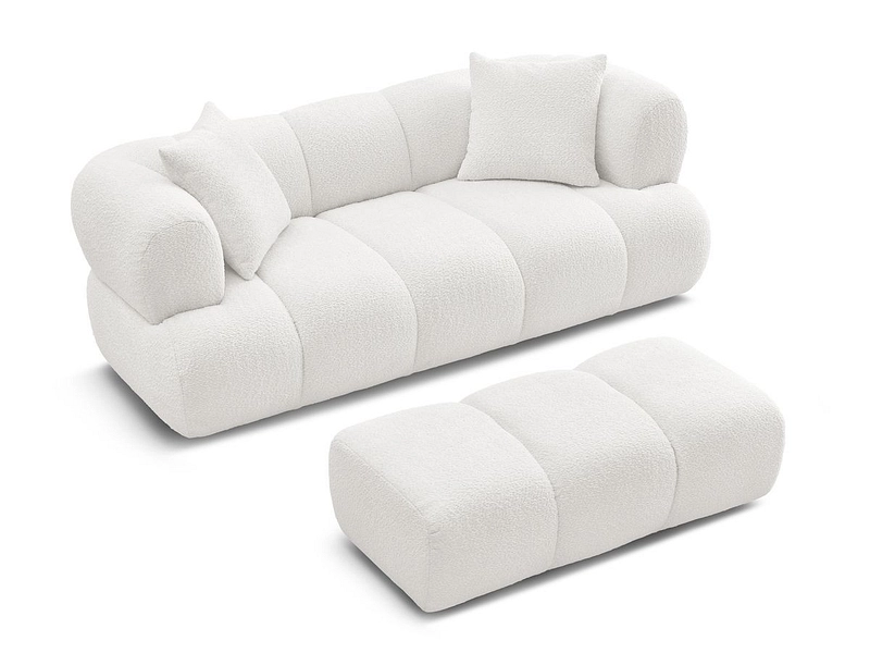 Canapé 2 places avec pouf BOBOCHIC ALYA