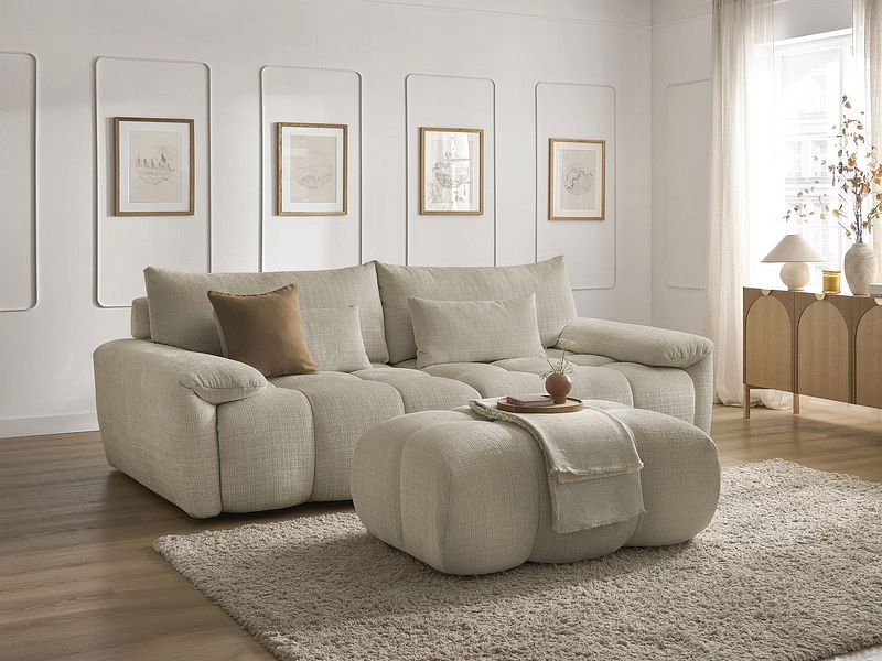 Canapé 3 places avec pouf BOBOCHIC IVANE Canapé 3 places avec pouf BOBOCHIC IVANE