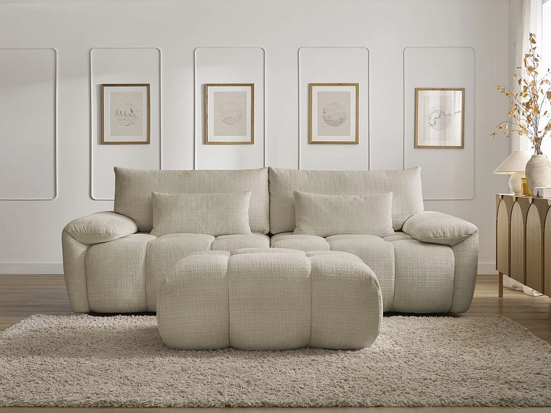 Canapé 3 places avec pouf BOBOCHIC IVANE Canapé 3 places avec pouf BOBOCHIC IVANE