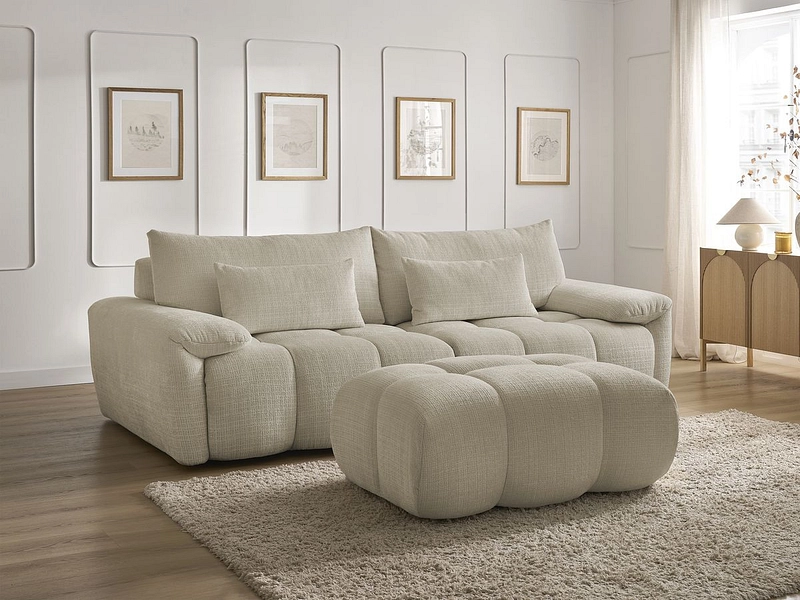 Canapé 3 places avec pouf BOBOCHIC IVANE Canapé 3 places avec pouf BOBOCHIC IVANE