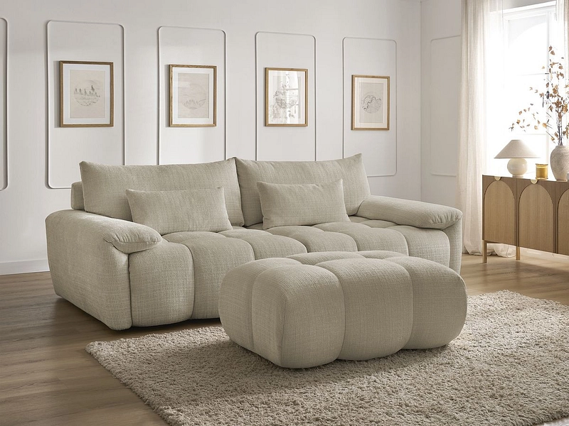 Canapé 3 places avec pouf BOBOCHIC IVANE Canapé 3 places avec pouf BOBOCHIC IVANE