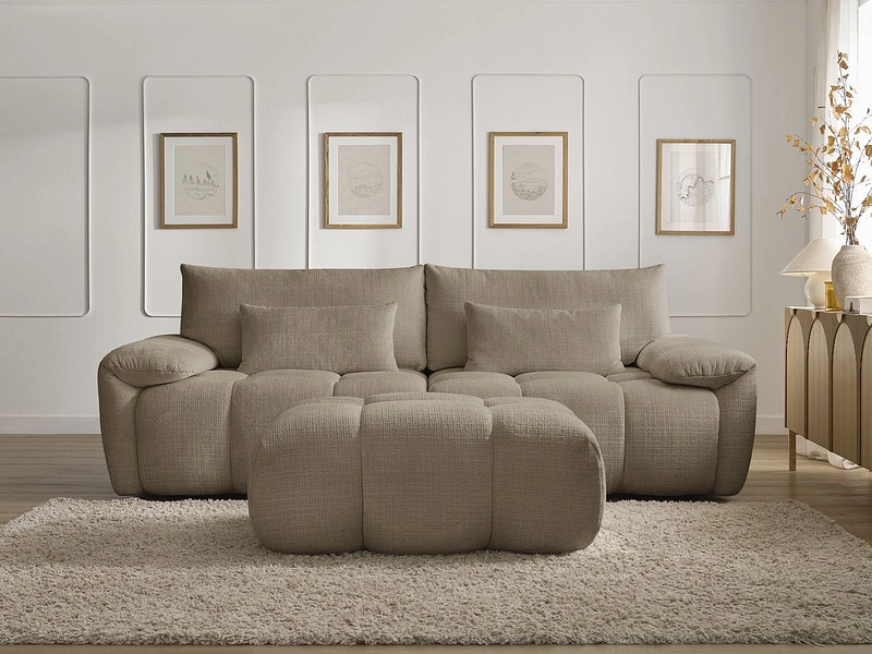 Canapé 3 places avec pouf BOBOCHIC IVANE