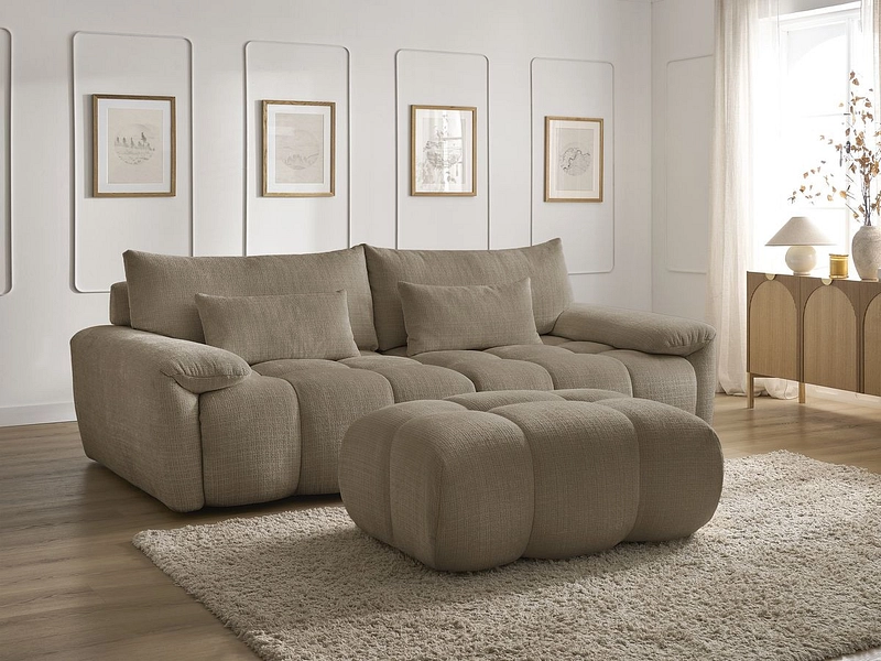Canapé 3 places avec pouf BOBOCHIC IVANE