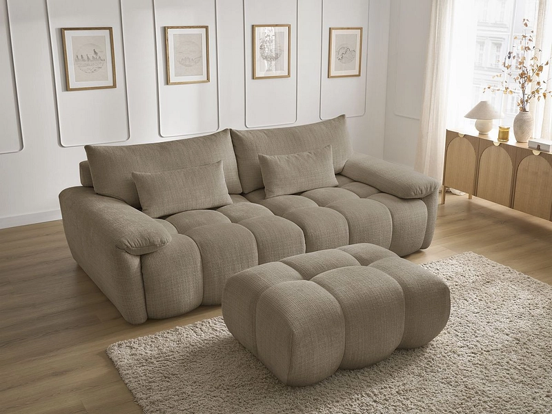 Canapé 3 places avec pouf BOBOCHIC IVANE