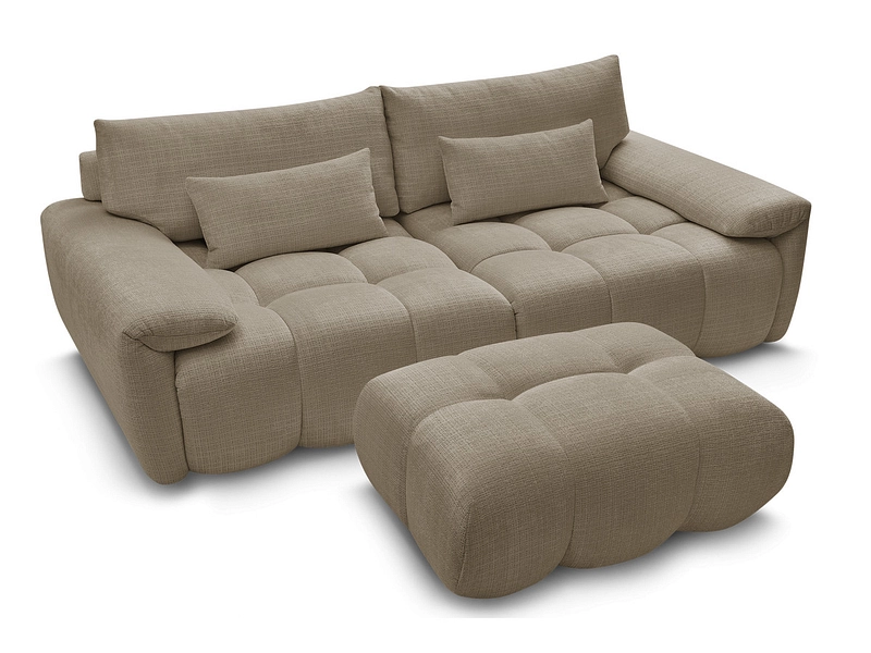 Canapé 3 places avec pouf BOBOCHIC IVANE
