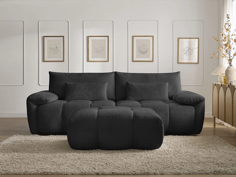 Canapé 3 places avec pouf BOBOCHIC IVANE