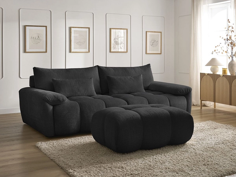 Canapé 3 places avec pouf BOBOCHIC IVANE